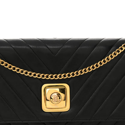 Chanel Lambskin Chevron Quilted Flap Black 9 of 15