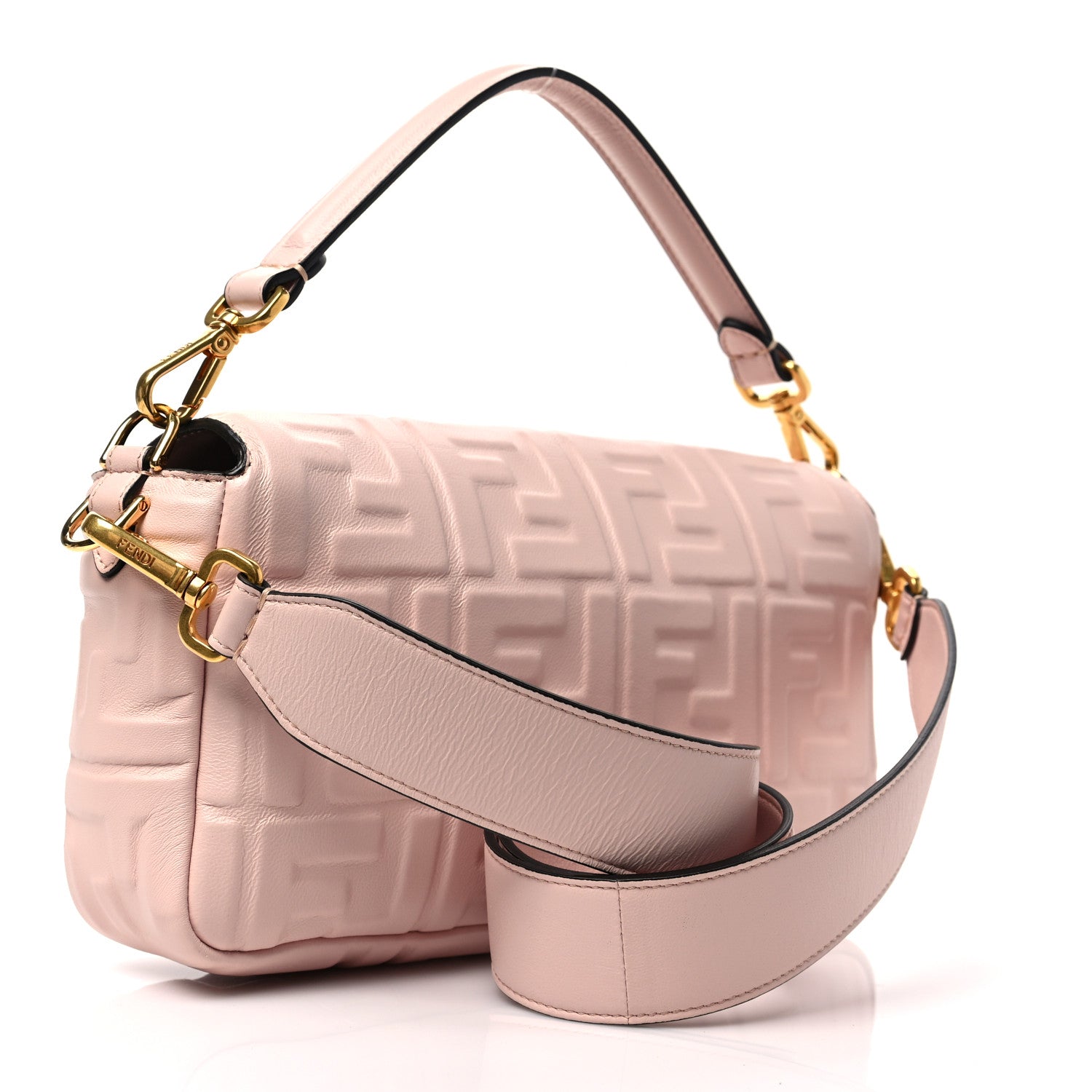 Fendi Nappa FF 1974 Embossed Baguette Rosa Quarzo 3 of 7