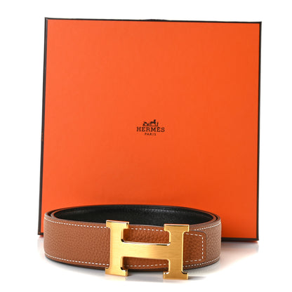 Hermes Swift Togo 32mm H Belt 80 Gold Black 4 of 4