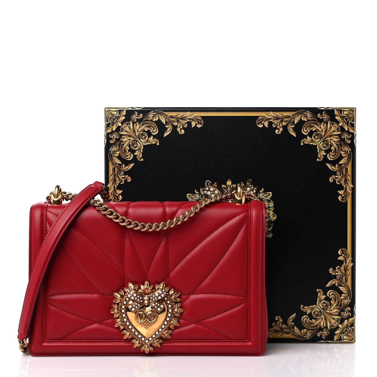 Dolce & Gabbana Calfskin Large Devotion Crossbody Bag Red 10 of 15