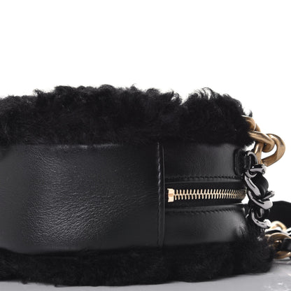 Chanel Shearling Sheepskin Chanel 19 Round Clutch With Chain Black 8 of 9