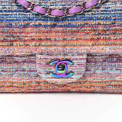 Chanel Tweed Quilted Mini Rectangular Flap Blue Pink Orange 9 of 10