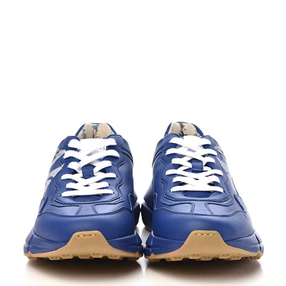 Gucci X MLB Calfskin NY Yankees Mens Rhyton Sneakers 9 Electric Blue 2 of 13