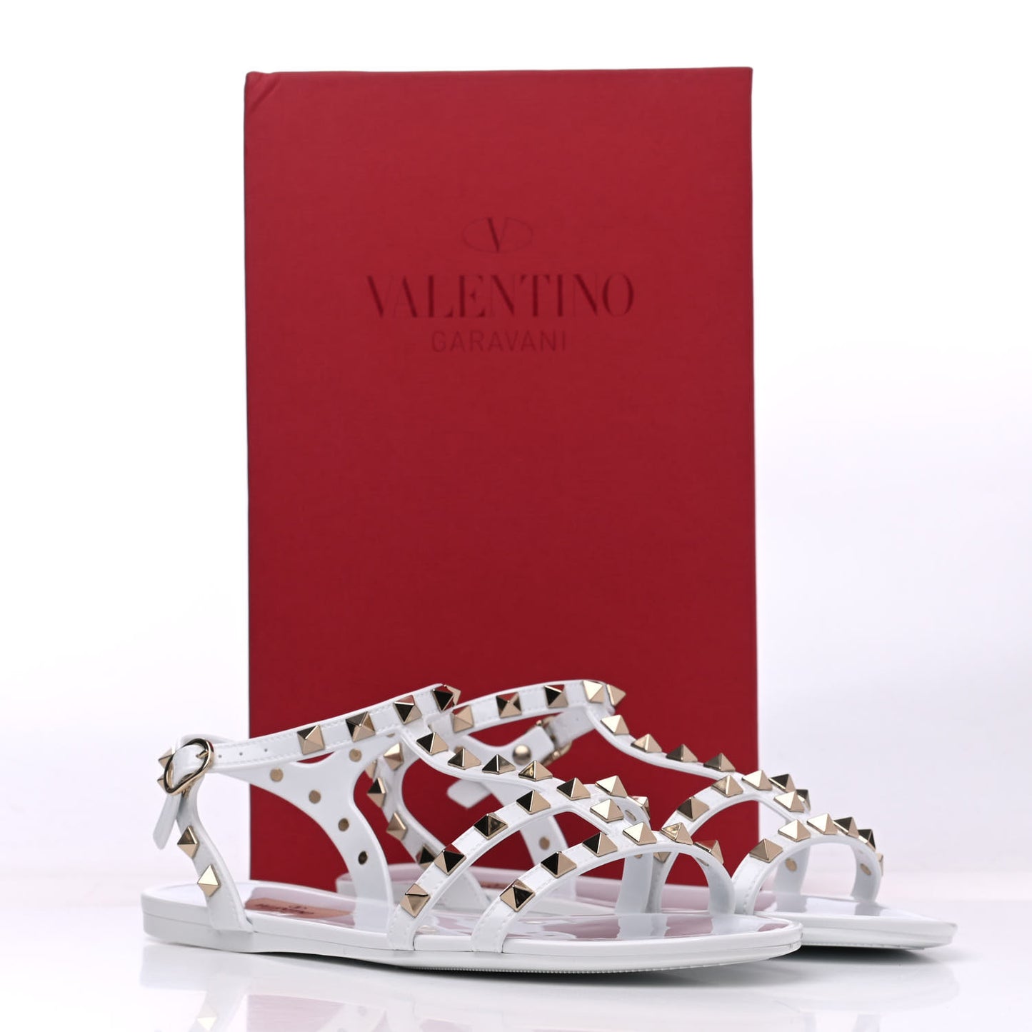 PVC Jelly Rockstud Caged Sandals 38 Optic White