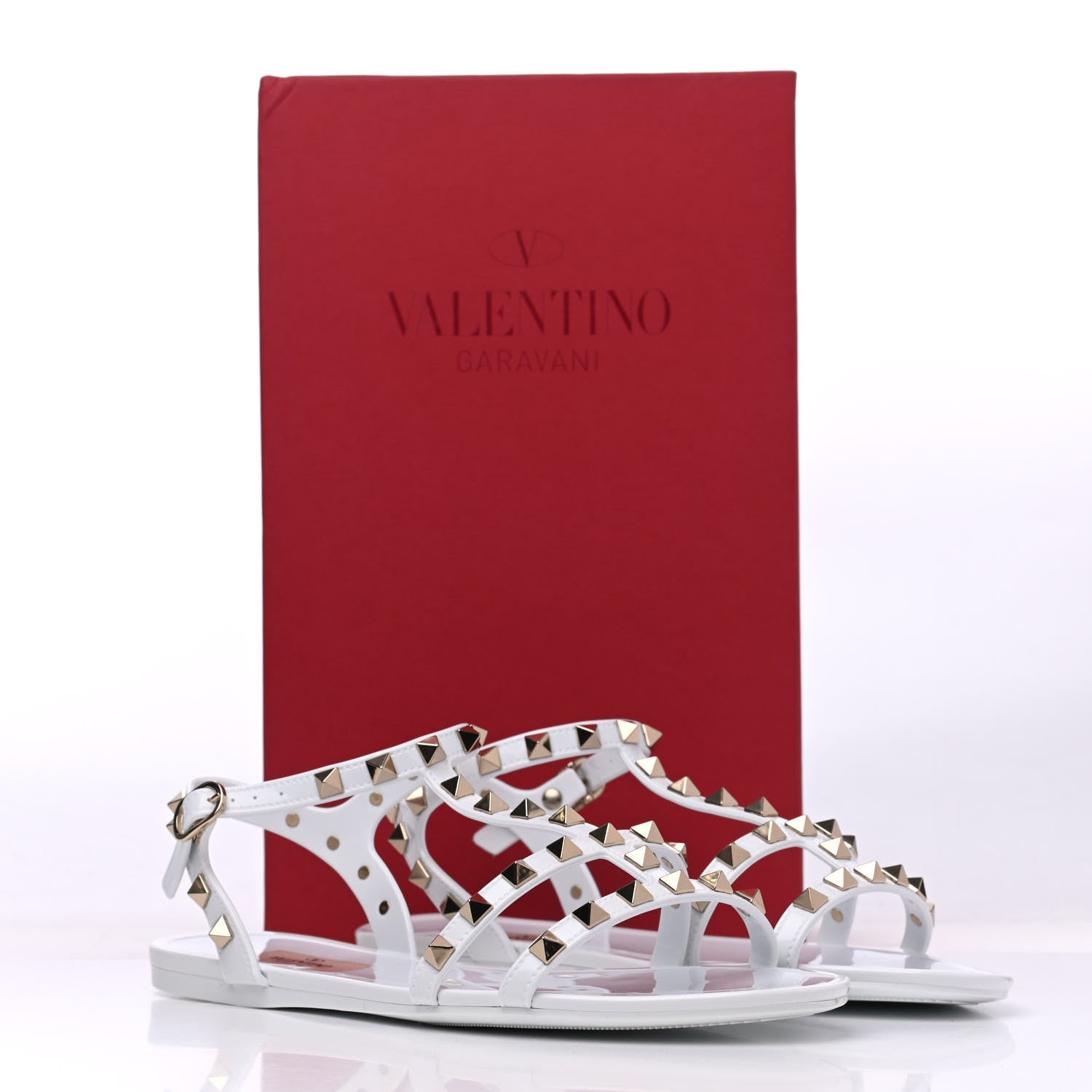 Valentino Garavani PVC Jelly Rockstud Caged Sandals 38 Optic White 12 of 12