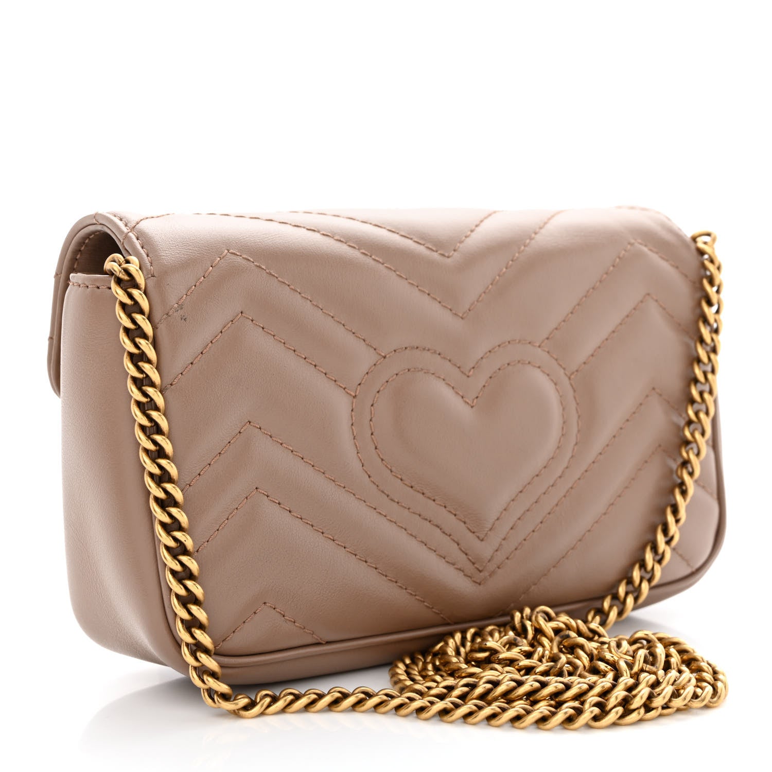 Gucci Calfskin Matelasse Super Mini GG Marmont Shoulder Bag Porcelain Rose 3 of 11
