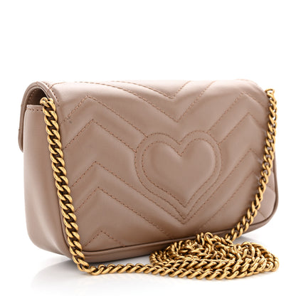 Gucci Calfskin Matelasse Super Mini GG Marmont Shoulder Bag Porcelain Rose 3 of 11