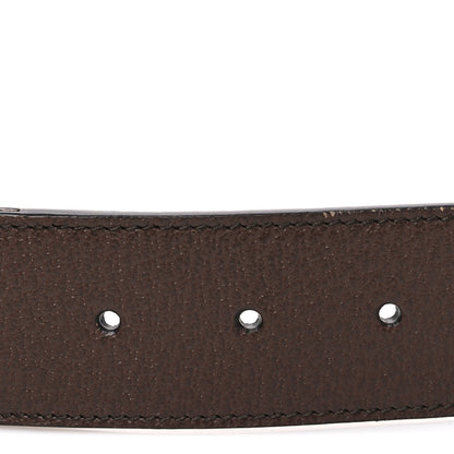 Gucci Monogram Jumbo GG Textured Dollar Calfskin Double G 40mm Belt 80 32 Camel Ebony 3 of 5