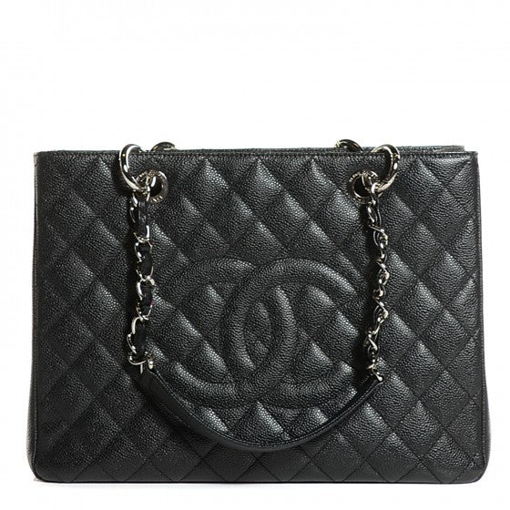 Caviar Quilted Grand Shopping Tote GST Black