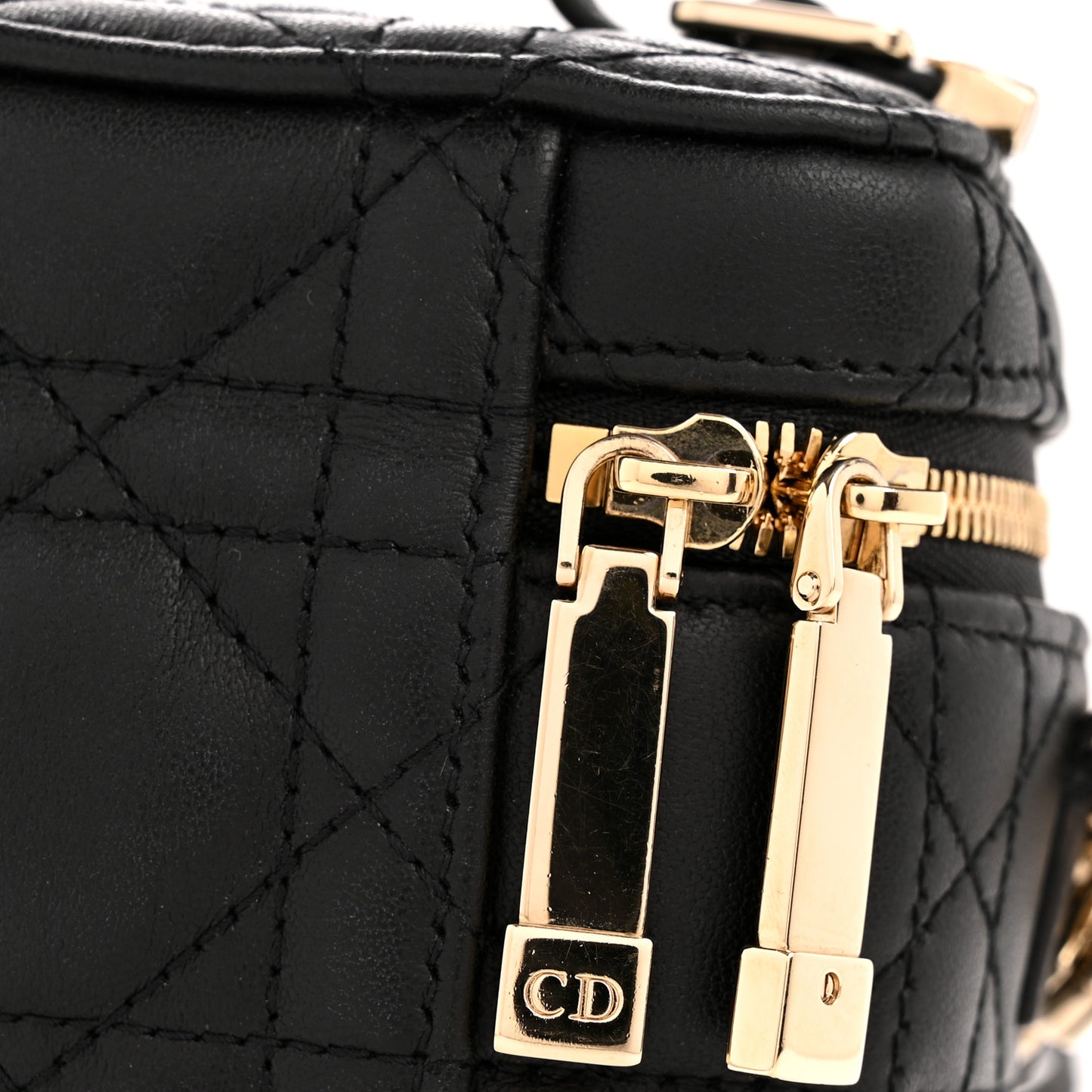 Lambskin Cannage Micro Lady Dior Vanity Case Black