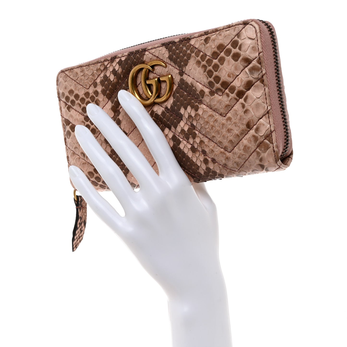 Snakeskin Matelasse GG Marmont Zip Around Wallet