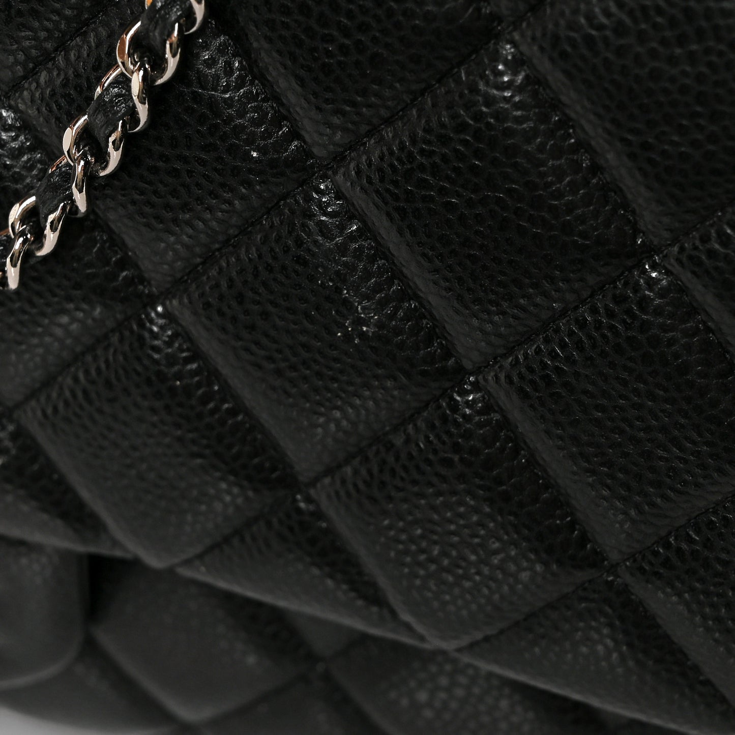 Caviar Quilted Clutch With Chain Flap Black