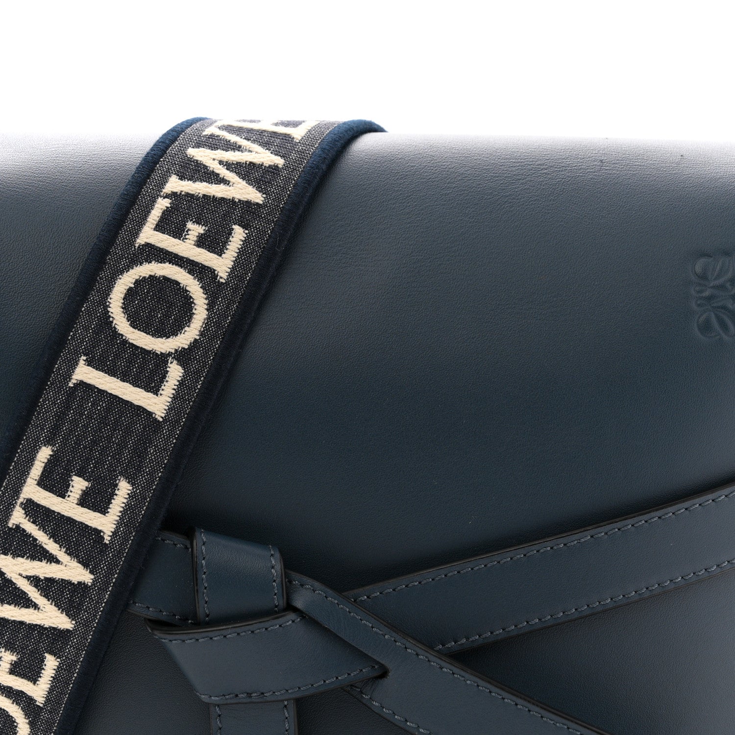 Loewe Calfskin Jacquard Small Gate Dual Bag Onyx Blue 8 of 10