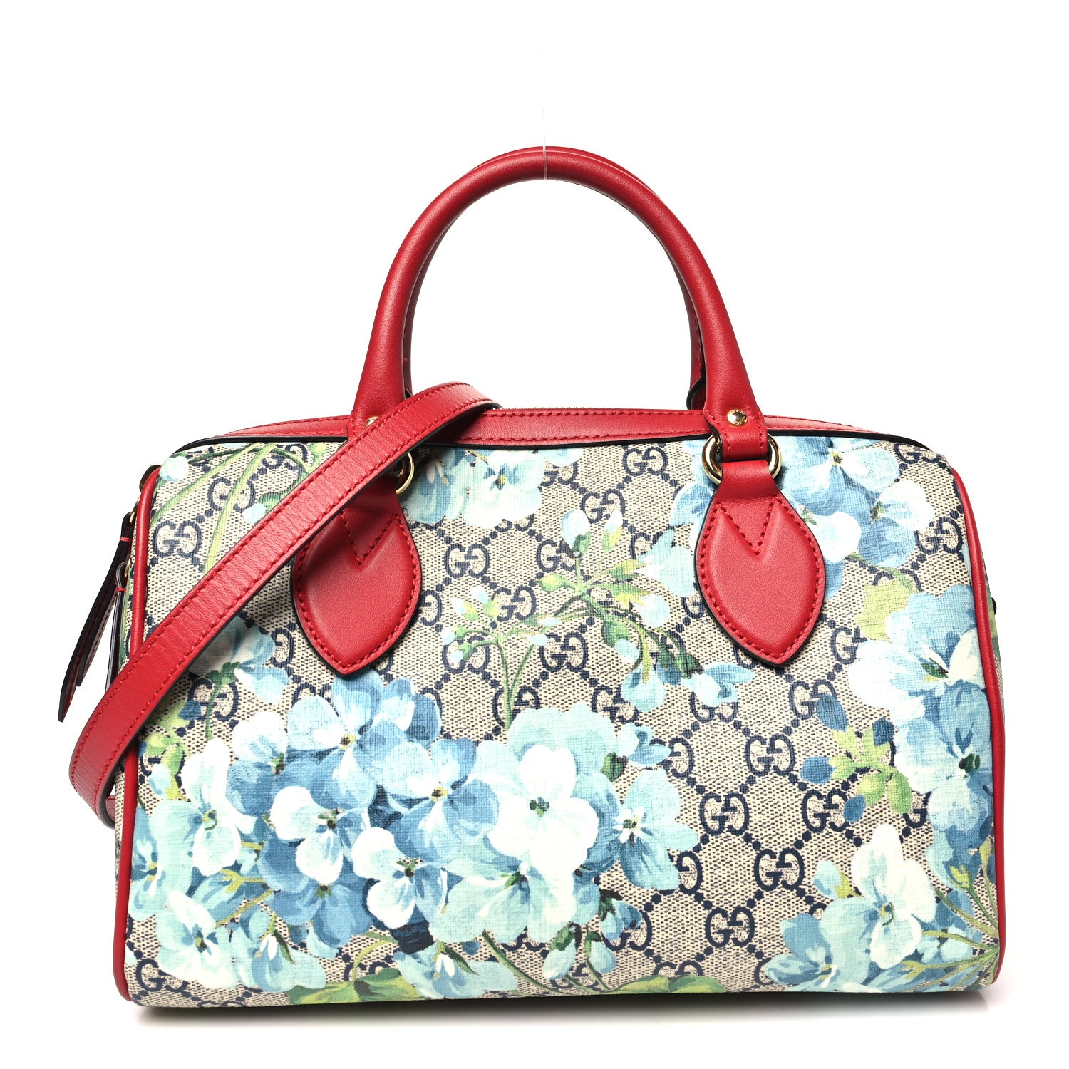 Gucci GG Supreme Monogram Blooms Small Boston Beige Blue Navy Hibiscus Red 1 of 11