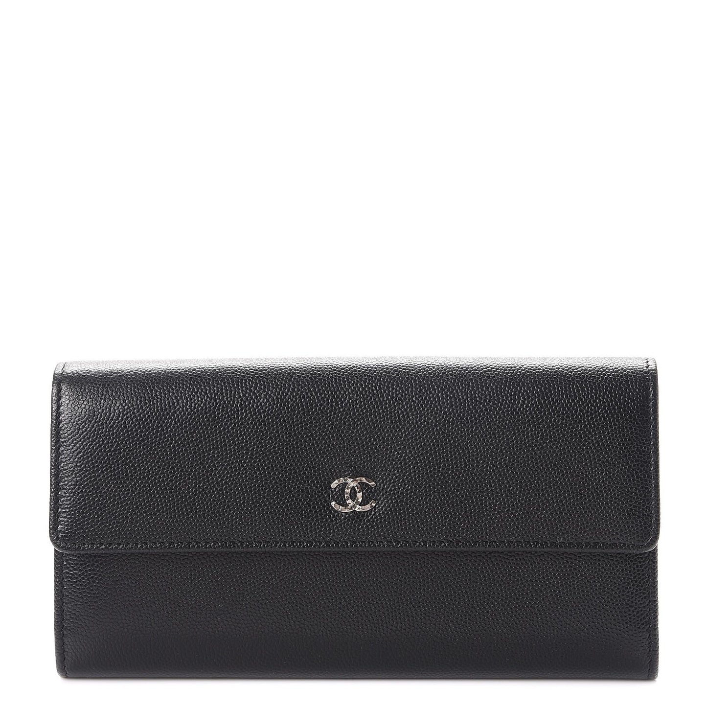Caviar Sevruga CC Large Gusset Flap Wallet Black