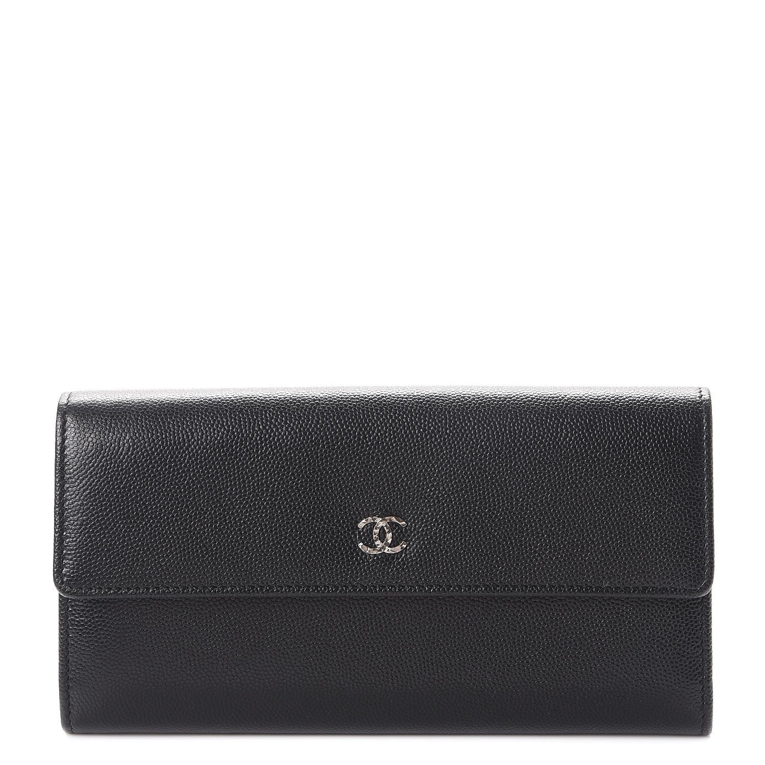 Chanel Caviar Sevruga CC Large Gusset Flap Wallet Black 1 of 9