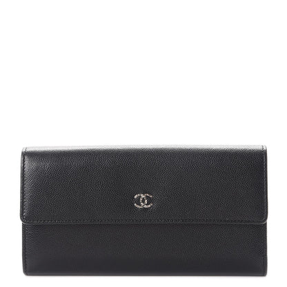 Chanel Caviar Sevruga CC Large Gusset Flap Wallet Black 1 of 9