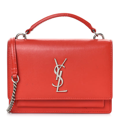 Saint Laurent Calfskin Monogram Sunset Chain Wallet Rosso 1 of 12