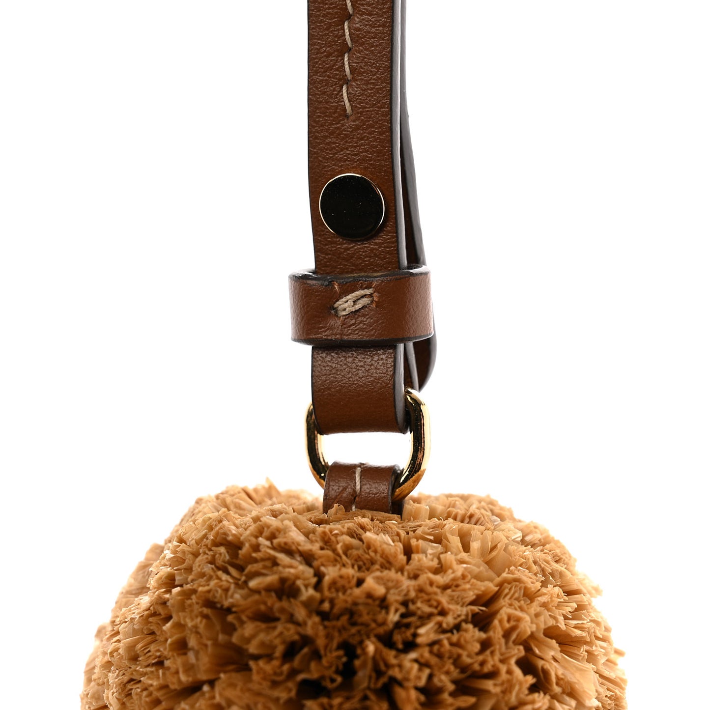 Raffia Bag Charm Brown Pink