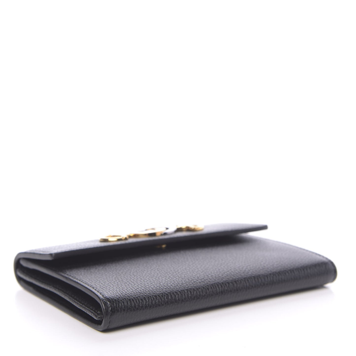 Grainy Calfskin Zumi Flap Card Case Black