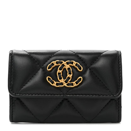 Chanel Lambskin Quilted Chanel 19 Flap Card Holder Black 1 of 9