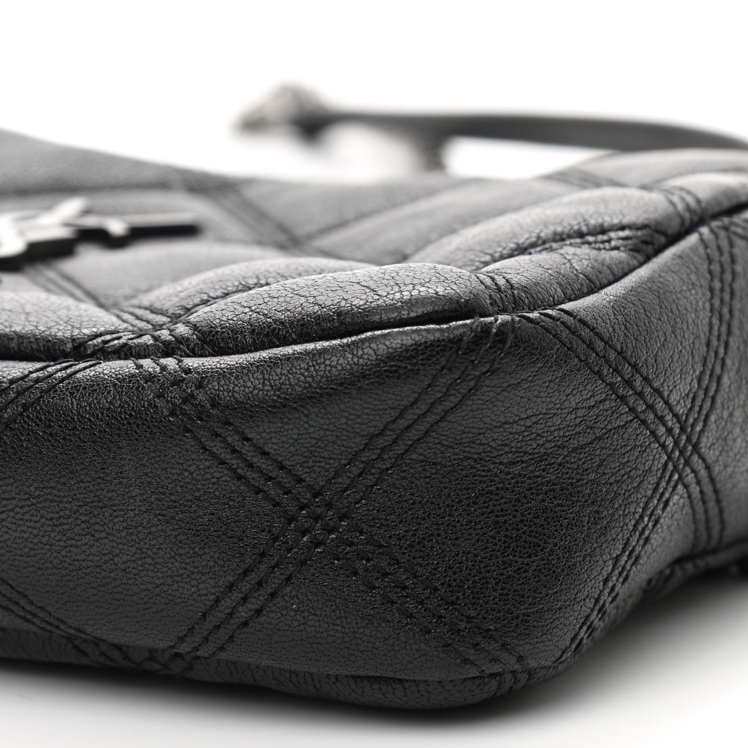 Saint Laurent Grained Lambskin Quilted Mini Becky Double Zip Bag Black 11 of 12