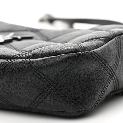 Saint Laurent Grained Lambskin Quilted Mini Becky Double Zip Bag Black 11 of 12