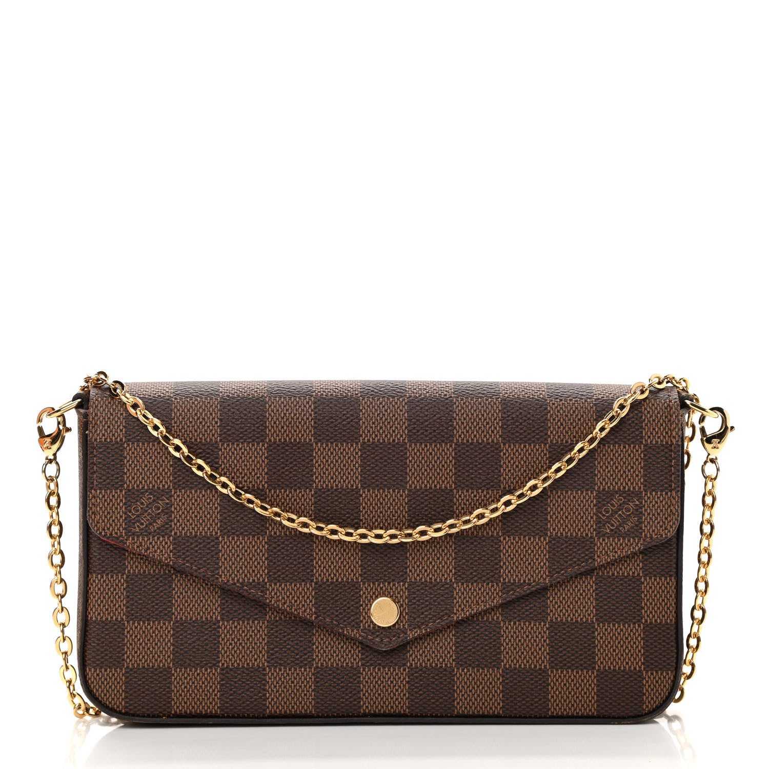 Louis Vuitton Damier Ebene Pochette Felicie Chain Wallet 3 of 17