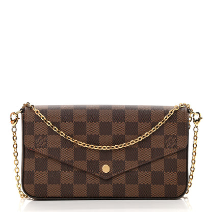 Louis Vuitton Damier Ebene Pochette Felicie Chain Wallet 3 of 17