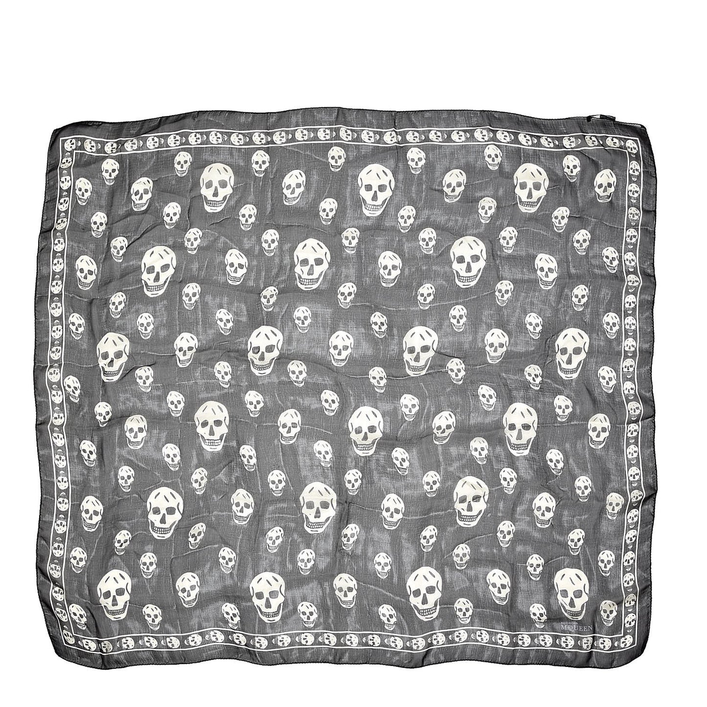 Silk Chiffon Skull Scarf Black Ivory