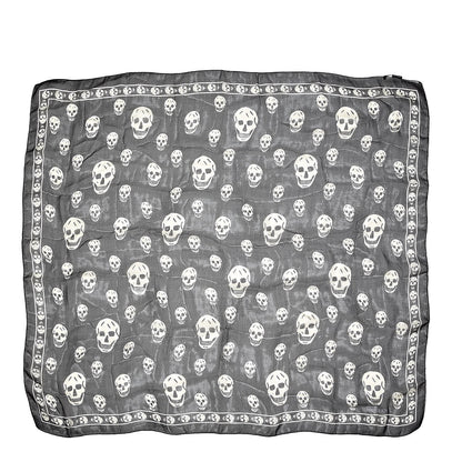 Alexander McQueen Silk Chiffon Skull Scarf Black Ivory 1 of 4