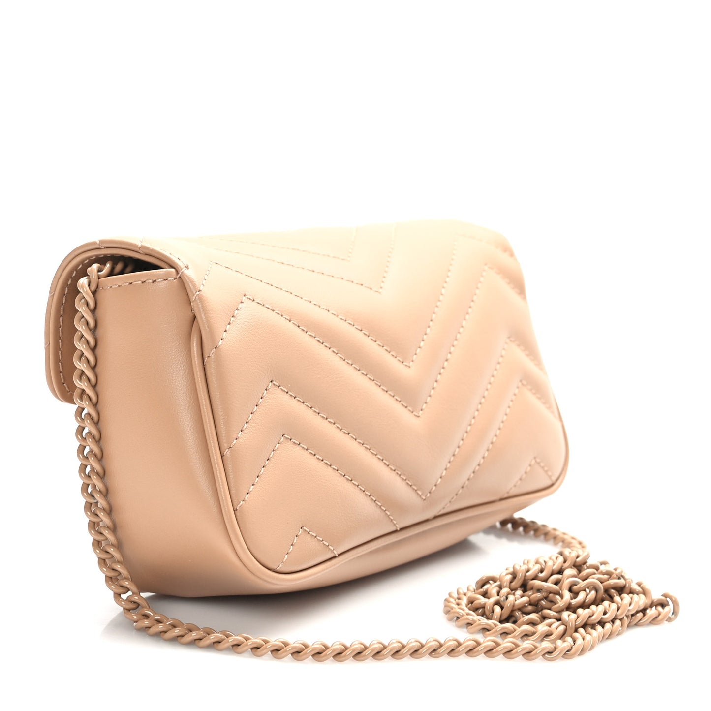 Calfskin Matelasse Monochrome Super Mini GG Marmont Shoulder Bag Camelia