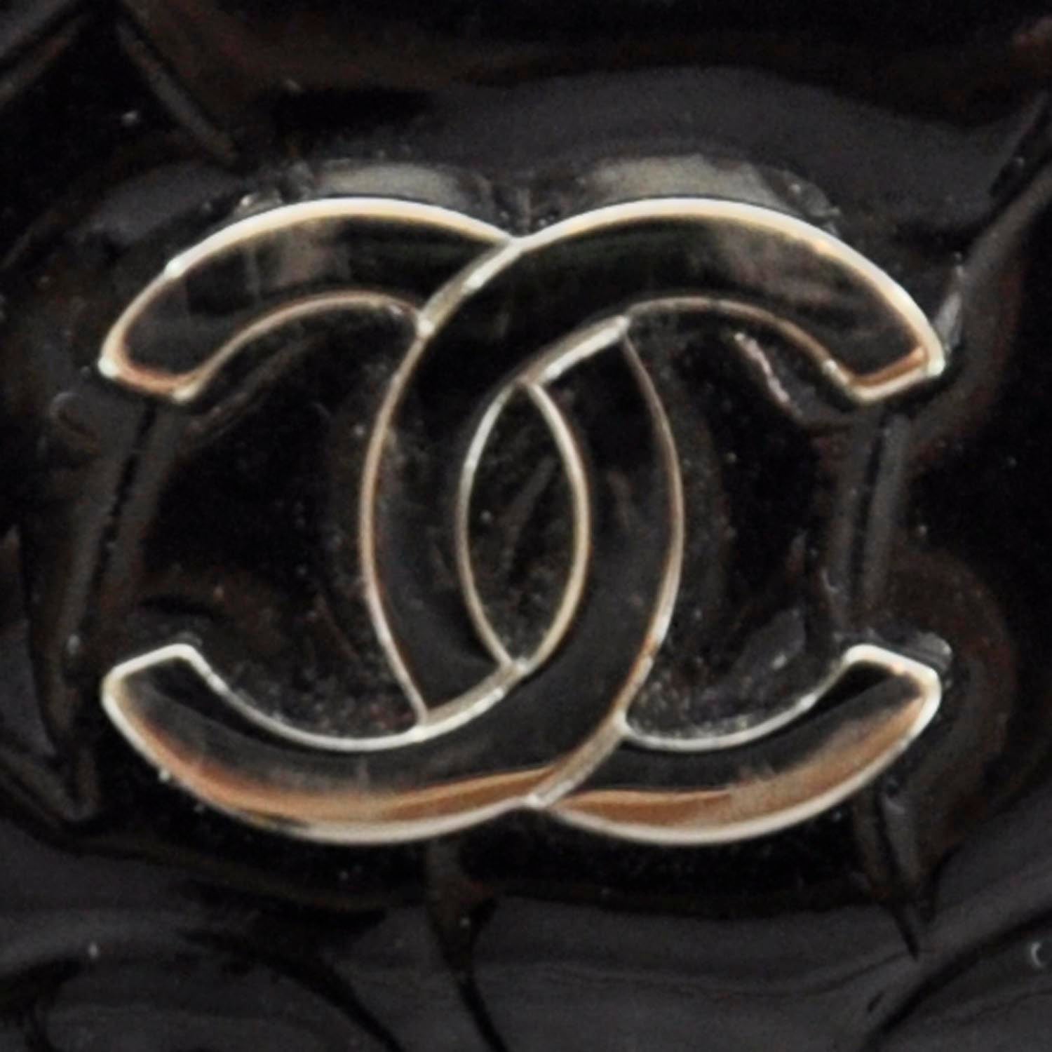 Chanel Patent Camellia Large Yen Wallet Black 6 of 10