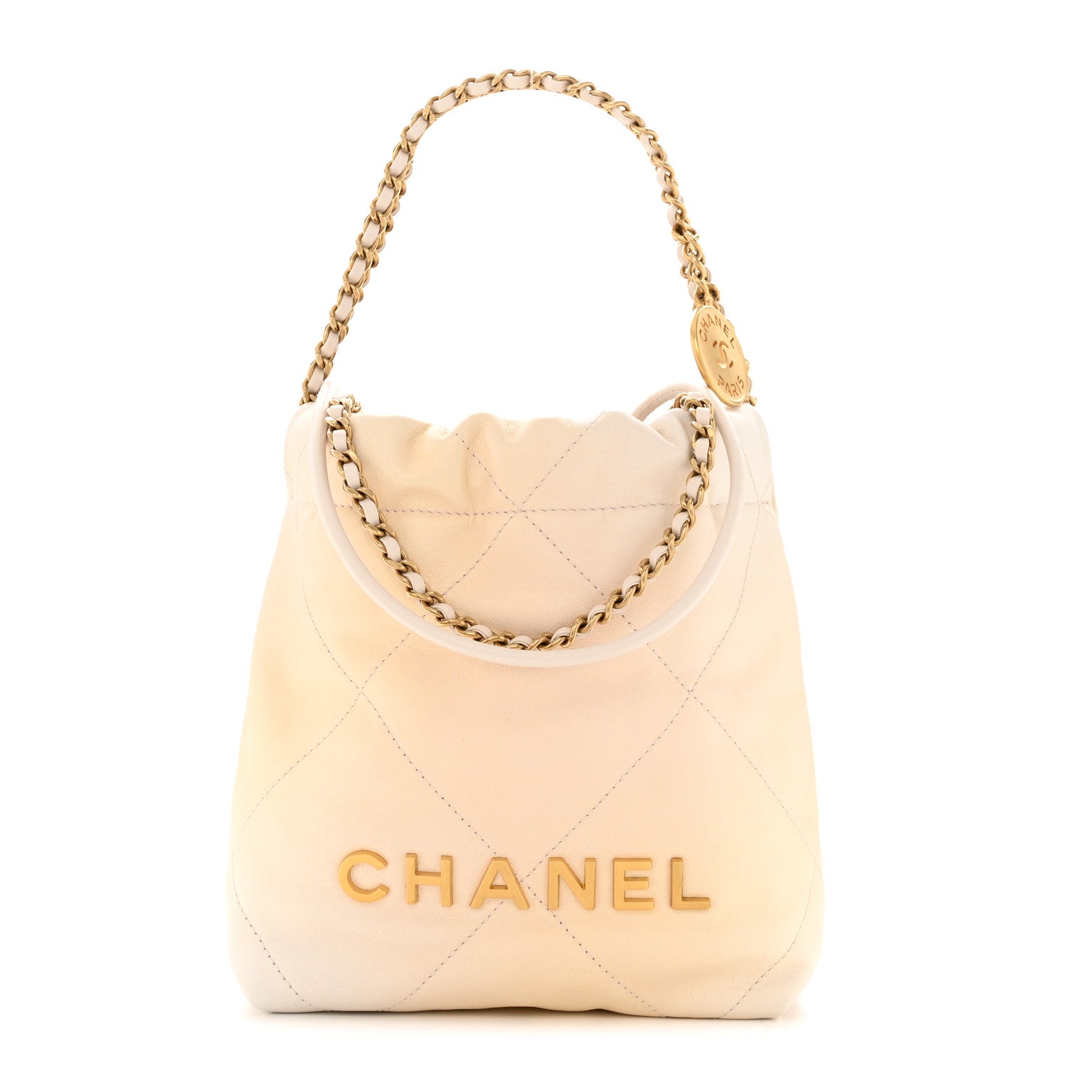 Chanel Pearly Shaded Calfskin Quilted Mini Chanel 22 Ecru Golden 1 of 11