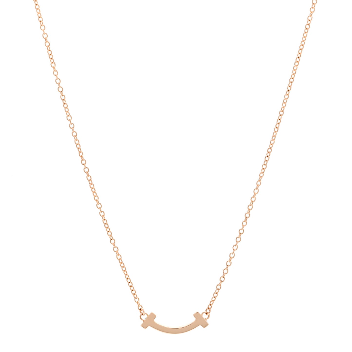 18K Rose Gold Mini T Smile Pendant Necklace