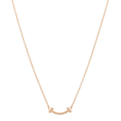 Tiffany 18K Rose Gold Mini T Smile Pendant Necklace 1 of 5