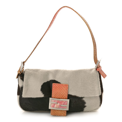 Fendi Calf Hair Snakeskin Baguette Black White Multicolor 1 of 14