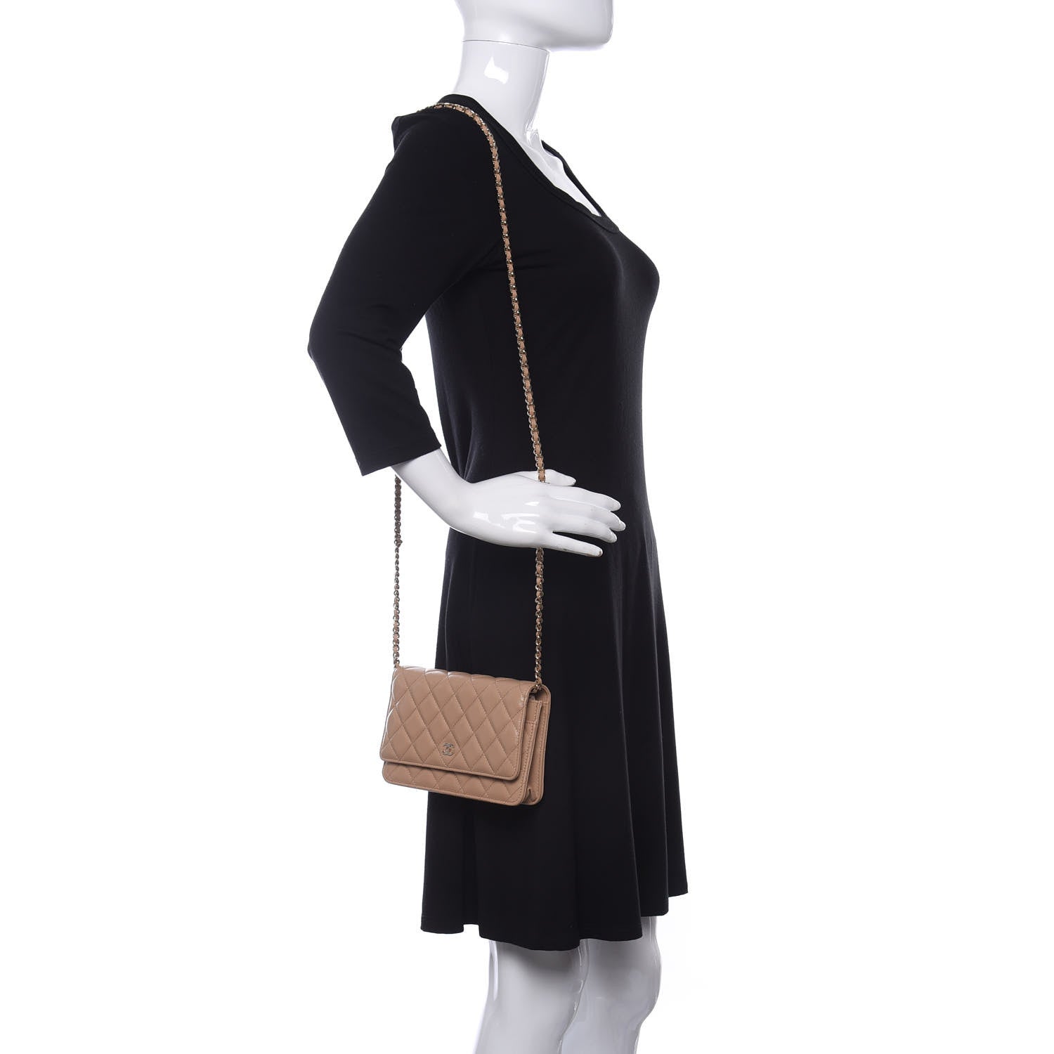 Chanel Caviar Quilted Wallet On Chain WOC Beige 2 of 12