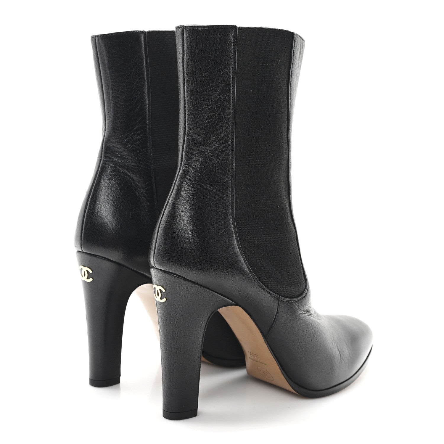 Chanel Calfskin Interlocking CC Calf Boots 38.5 Black 5 of 10