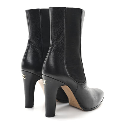 Chanel Calfskin Interlocking CC Calf Boots 38.5 Black 5 of 10
