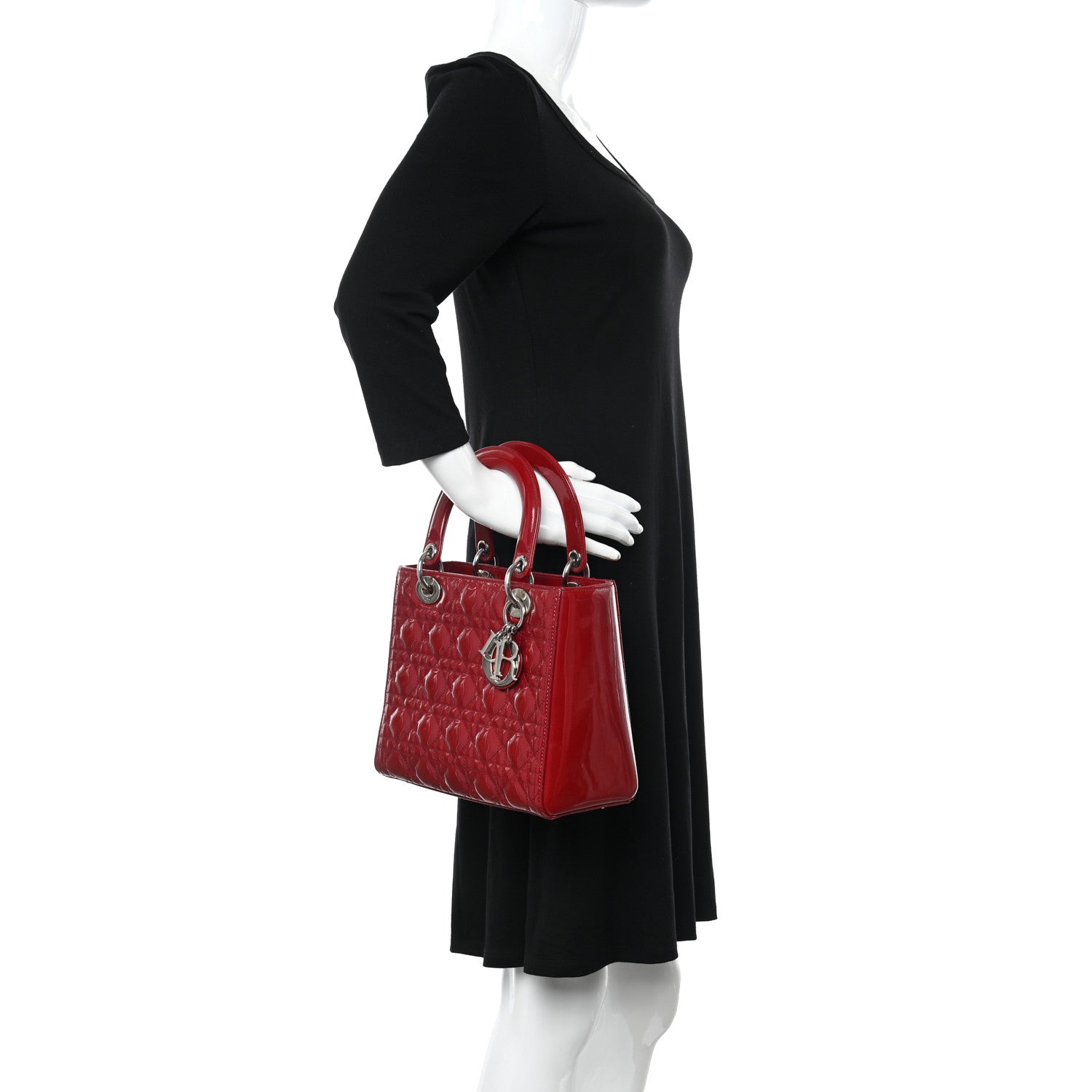 Christian Dior Patent Cannage Medium Lady Dior Red 2 of 9