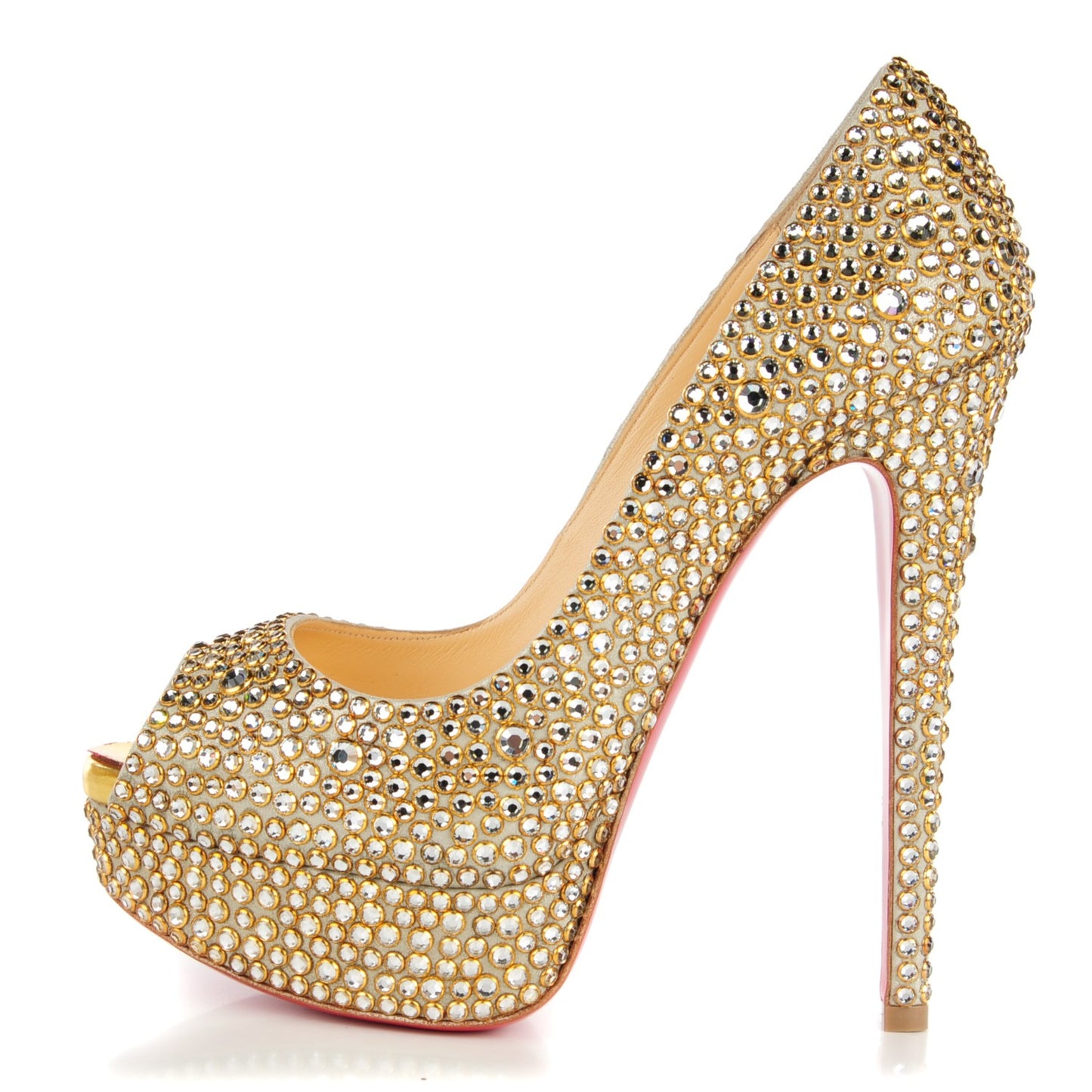 Specchio Strass Crystal Lady Peep 150 Pumps 36 Gold