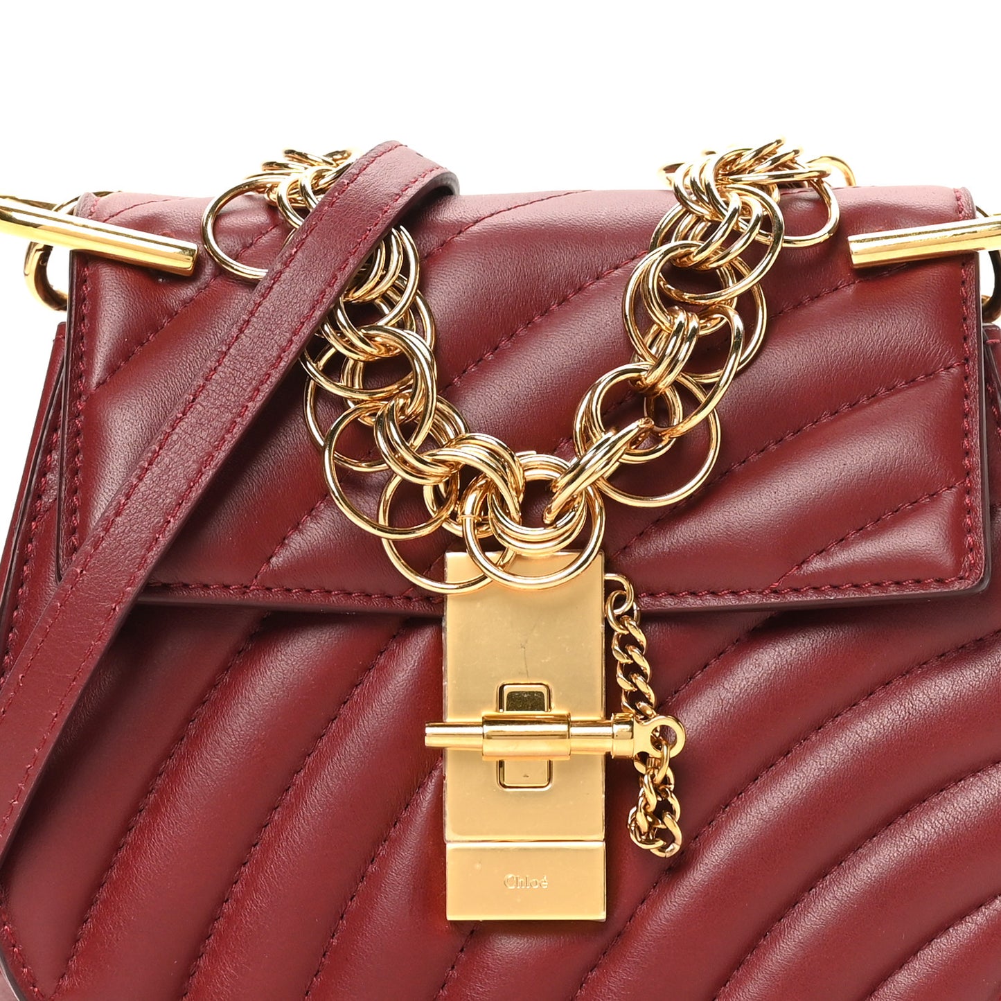 Calfskin Quilted Mini Drew Bijou Shoulder Bag Dahlia Red