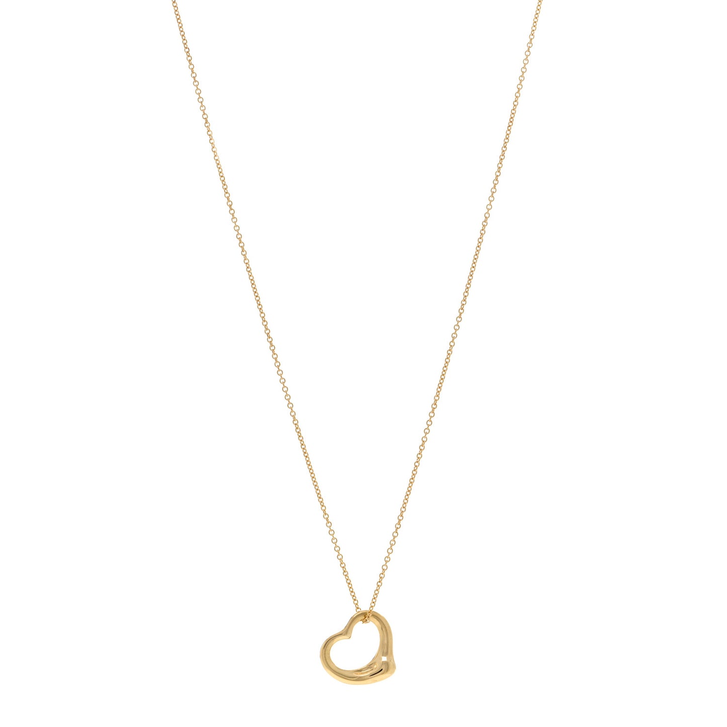 18K Yellow Gold 16mm Elsa Peretti Open Heart Pendant Necklace
