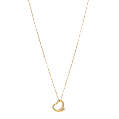 Tiffany 18K Yellow Gold 16mm Elsa Peretti Open Heart Pendant Necklace 1 of 4