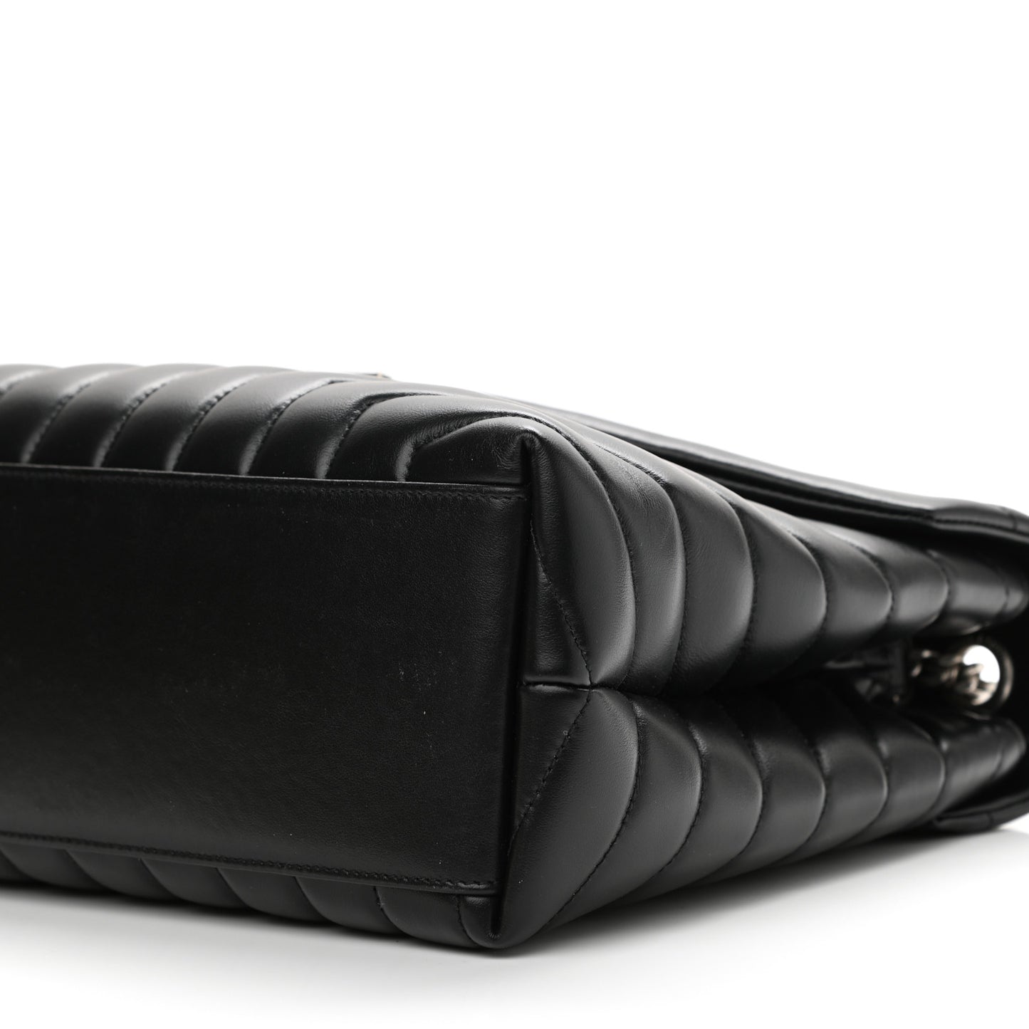 Calfskin Y Quilted Monogram Medium Loulou Chain Satchel Black