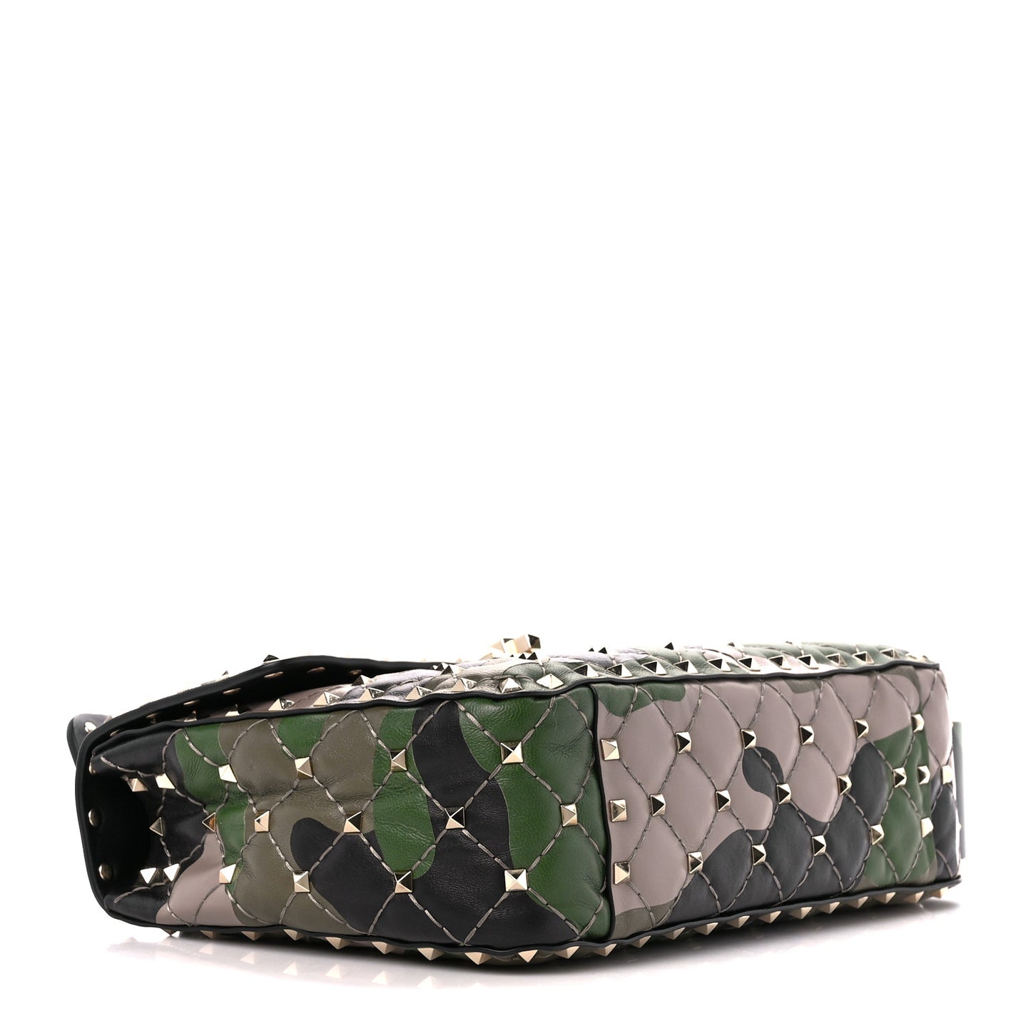 Nappa Camouflage Medium Rockstud Spike Shoulder Bag Verde Rouge