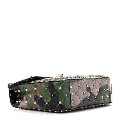 Valentino Garavani Nappa Camouflage Medium Rockstud Spike Shoulder Bag Verde Rouge 4 of 11