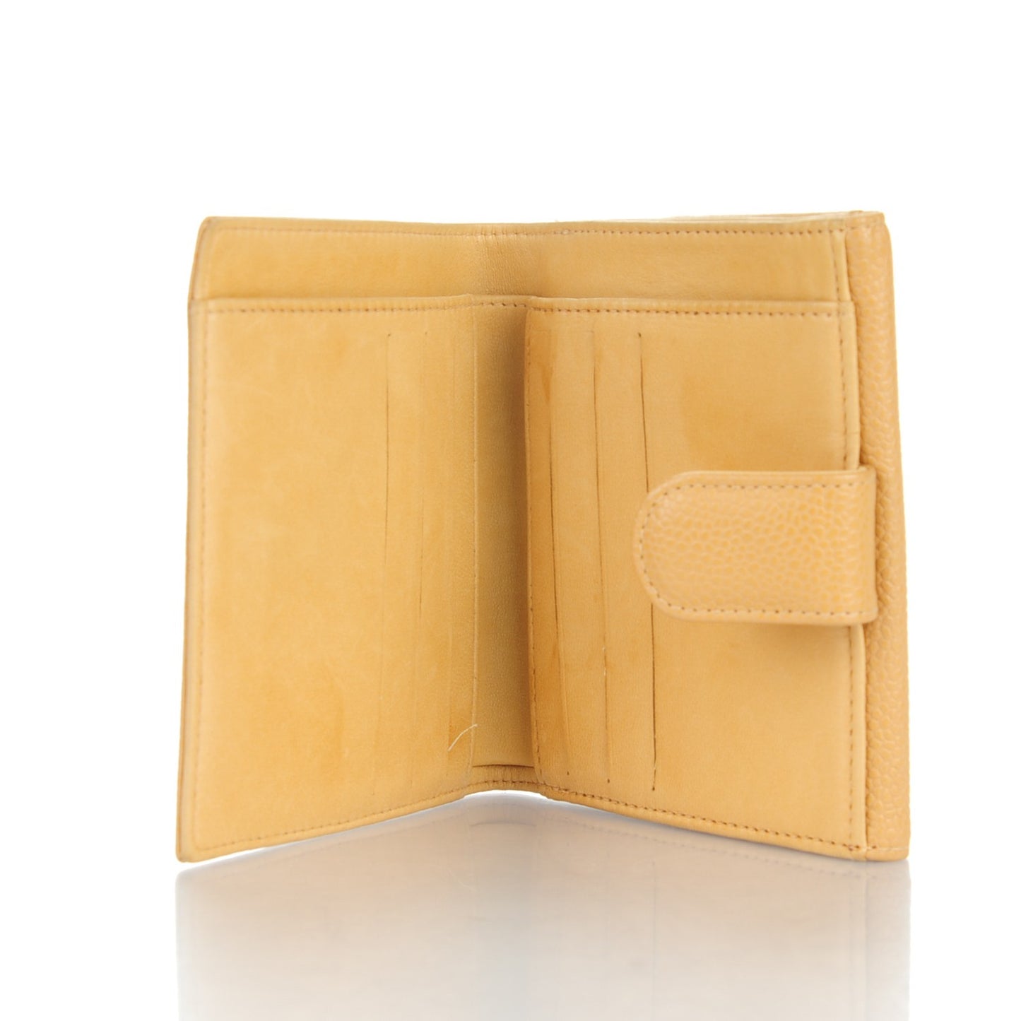 Caviar Timeless CC Compact French Wallet Beige