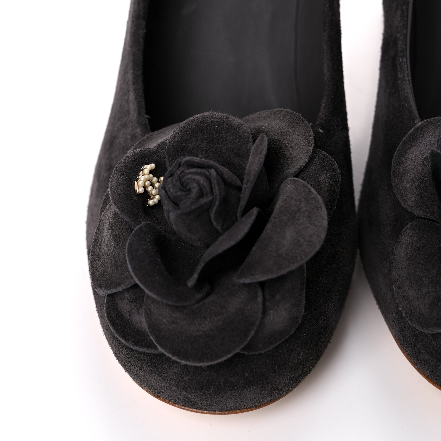 Chanel Suede Camellia Pumps 37.5 Grey 13 of 14